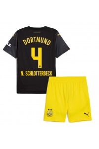 Borussia Dortmund Nico Schlotterbeck #4 Jalkapallovaatteet Lasten Vieraspeliasu 2024-25 Lyhythihainen (+ Lyhyet housut)